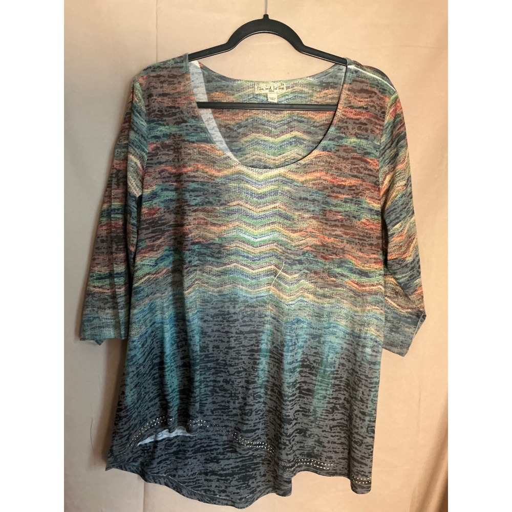 Live and Let Live Tunic Woman 2X Multi-Color Excellent Asymmetrical Rhinestone - Picture 7 of 13